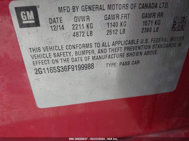Chevrolet IMPALA 2LZ 2015 2G1165S36F9199988 Image 9