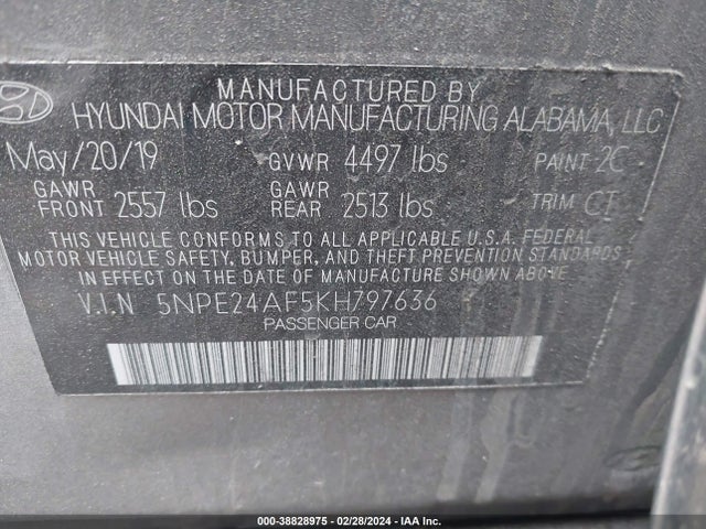 Hyundai SONATA SE 2019 5NPE24AF5KH797636 Image 9