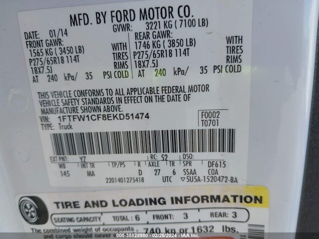 Ford F-150 Xlt 2014 1FTFW1CF8EKD51474 Image 9