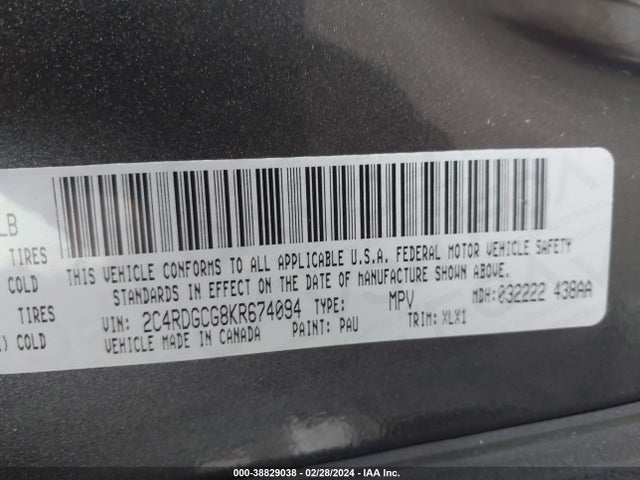 Dodge Grand Caravan Sxt 2019 2C4RDGCG8KR674094 Image 9