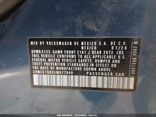 3VWC57BU5LM077940 Volkswagen Jetta 1.4t R-line/1.4t S/1.4t Se