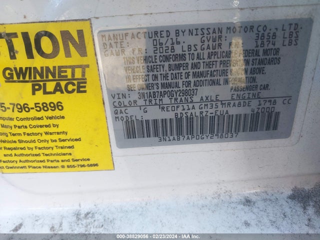 Nissan SENTRA SR 2016 3N1AB7AP0GY298037 Image 9