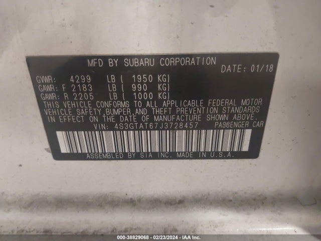 Subaru Impreza 2.0i Limited 2018 4S3GTAT67J3728457 Image 9