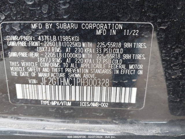 Subaru Crosstrek Limited 2023 JF2GTHMC1PH300328 Image 9