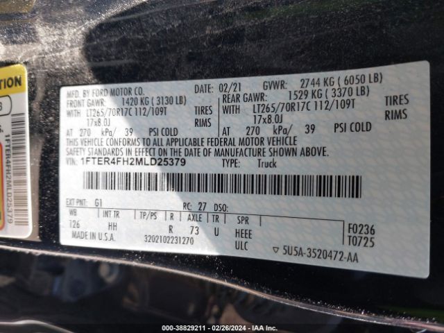1FTER4FH2MLD25379 Ford Ranger Lariat