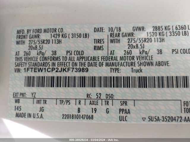 1FTEW1CP2JKF73989 Ford F-150 Xl