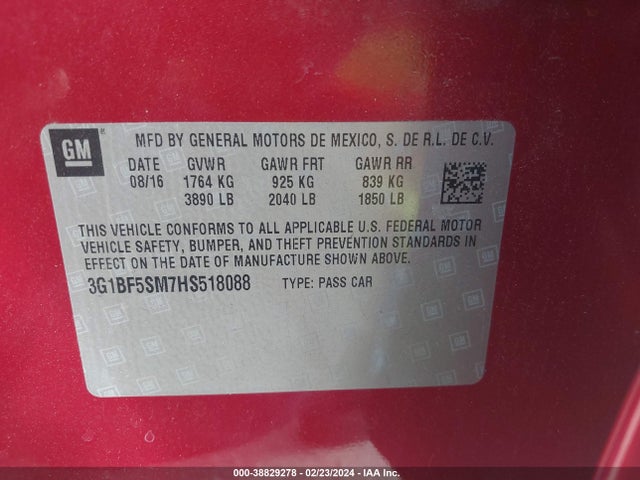 Chevrolet Cruze Premier Auto 2017 3G1BF5SM7HS518088 Image 9