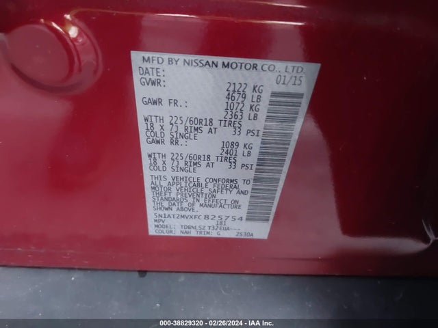 Nissan Rogue Sl 2015 5N1AT2MVXFC825754 Image 9
