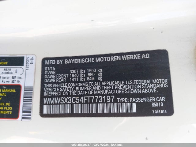 2015 MINI COUPE WMWSX3C54FT773197 Photo 8