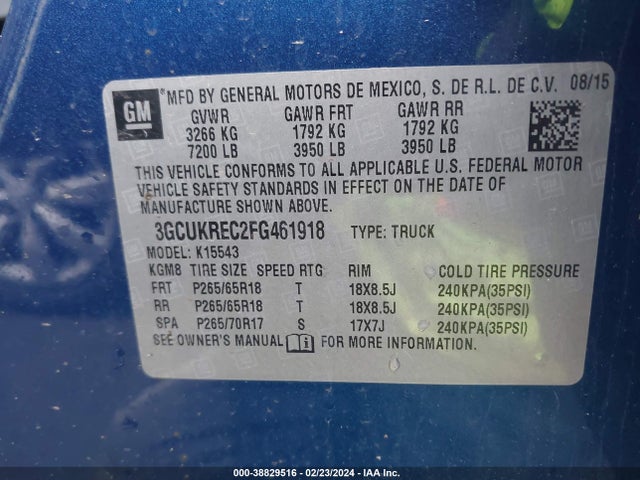 Chevrolet Silverado 1500 2lt 2015 3GCUKREC2FG461918 Image 9
