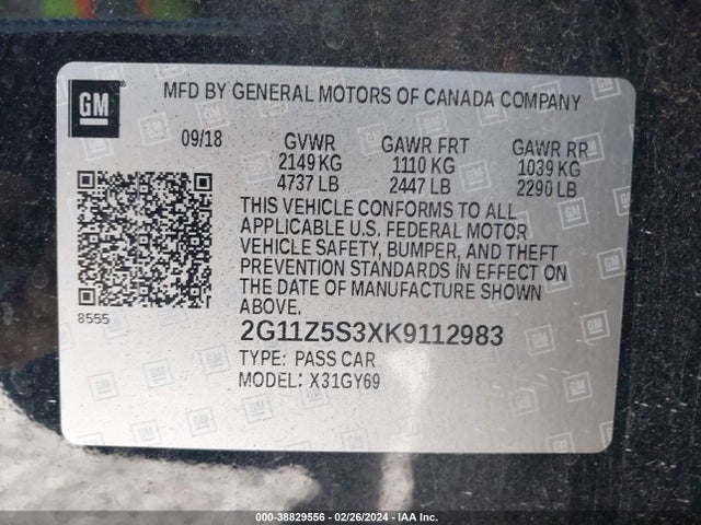 Chevrolet IMPALA LT 2019 2G11Z5S3XK9112983 Image 9