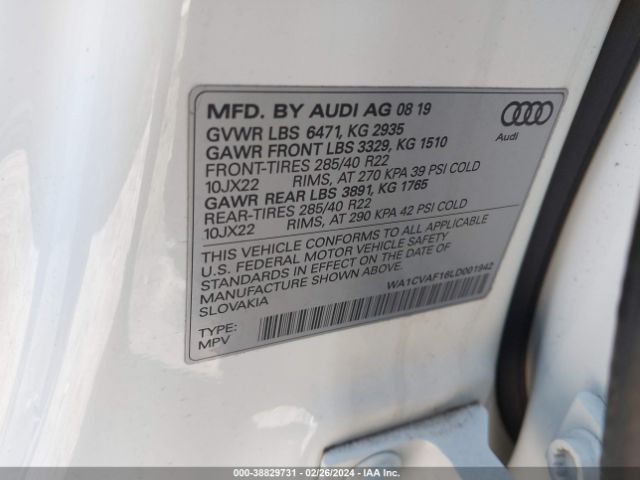 WA1CVAF16LD001942 Audi Q8 Prestige 55 Tfsi Quattro Tiptronic