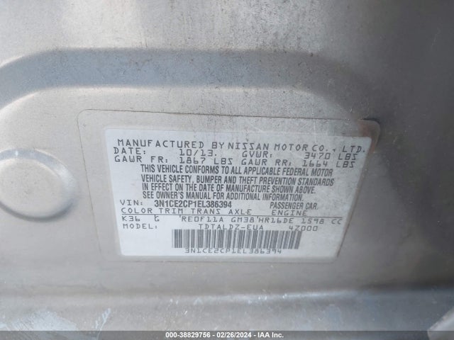 Nissan Versa Note Sv 2014 3N1CE2CP1EL386394 Image 9