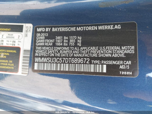 2013 MINI HARDTOP WMWSU3C57DT689672 Photo 8