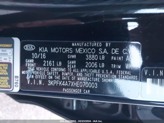KIA FORTE LX 2017 3KPFK4A7XHE070003 Image 9