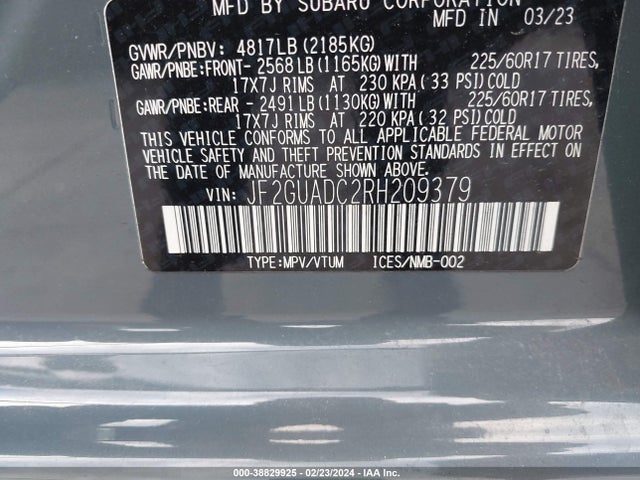 Subaru Crosstrek Premium 2024 JF2GUADC2RH209379 Image 9