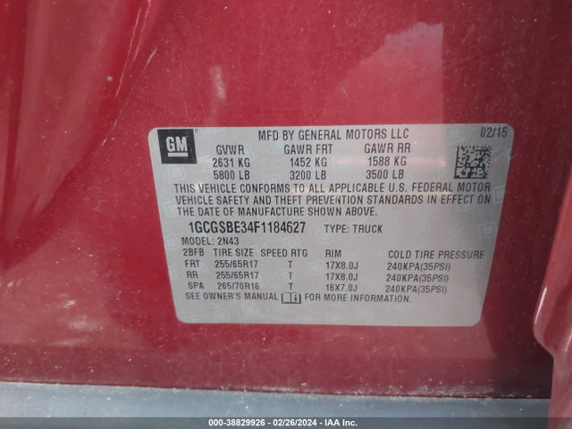 Chevrolet Colorado Lt 2015 1GCGSBE34F1184627 Image 9