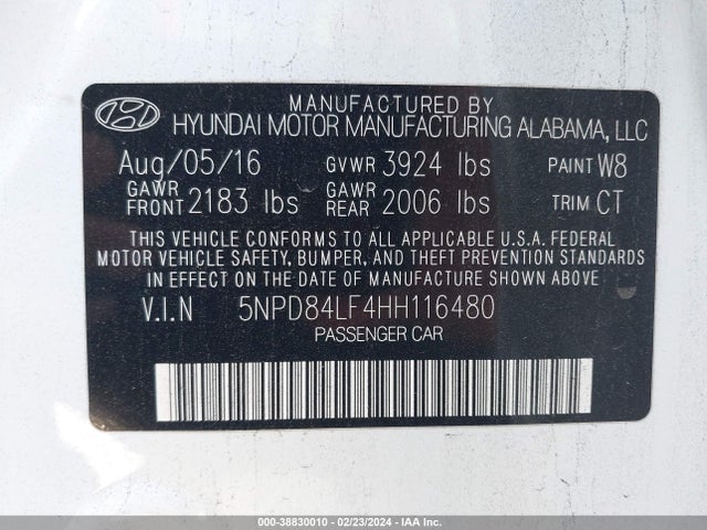 Hyundai Elantra Value Edition 2017 5NPD84LF4HH116480 Image 9