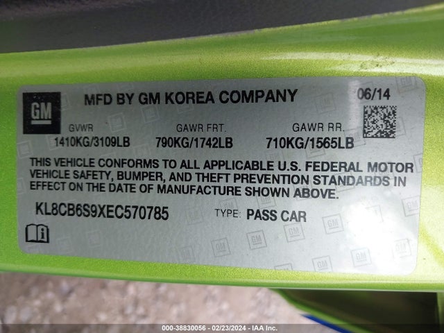 Chevrolet Spark Ls Auto 2014 KL8CB6S9XEC570785 Image 9