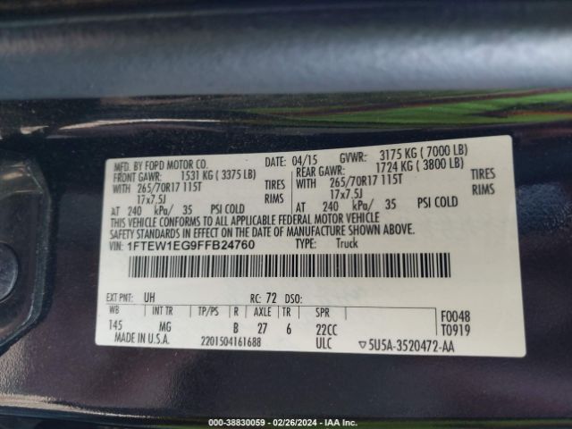 1FTEW1EG9FFB24760 Ford F-150 Xlt