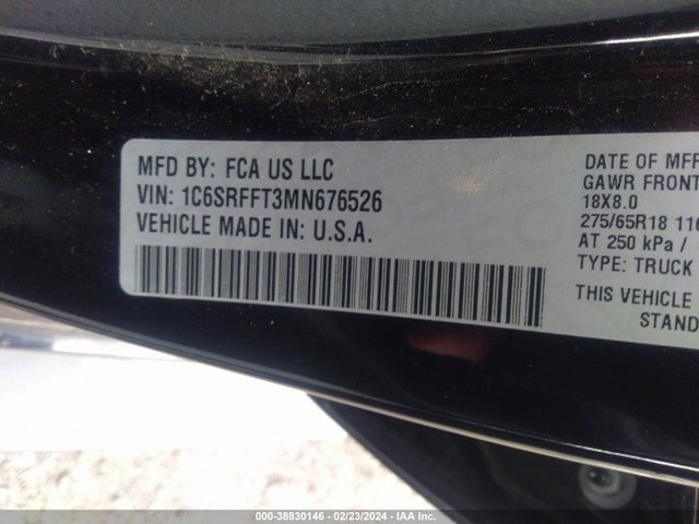 RAM 1500 Big Horn  4x4 5'7 Box 2021 1C6SRFFT3MN676526 Image 9