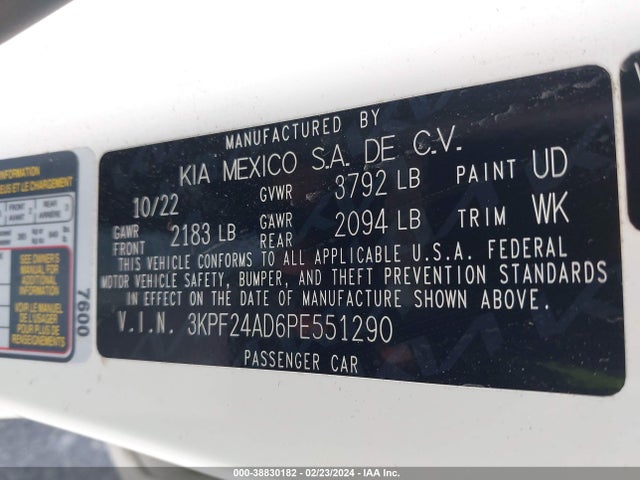 KIA FORTE LX 2023 3KPF24AD6PE551290 Image 9