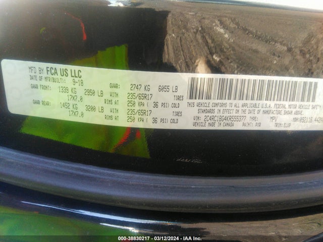 2C4RC1BG4KR555377 Chrysler Pacifica Touring L