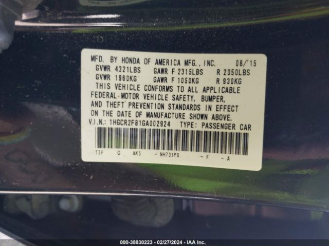 1HGCR2F81GA002924 Honda Accord Ex-l