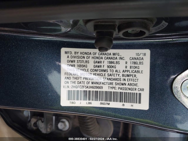 Honda Civic Lx 2018 2HGFC2F54JH609669 Image 9