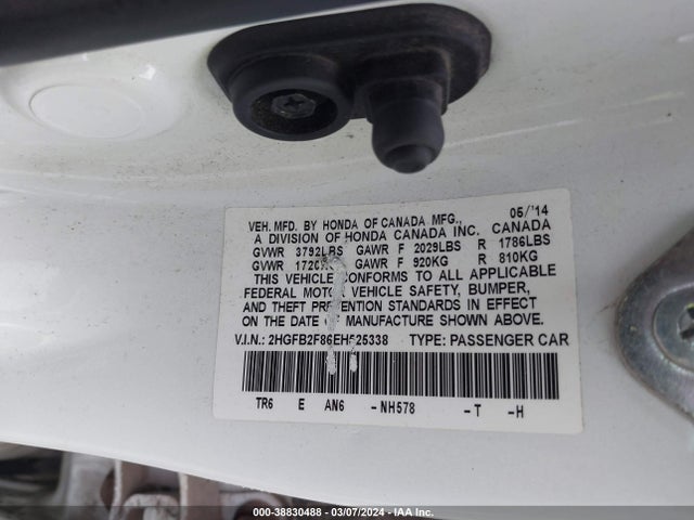 Honda CIVIC EX 2014 2HGFB2F86EH525338 Image 9