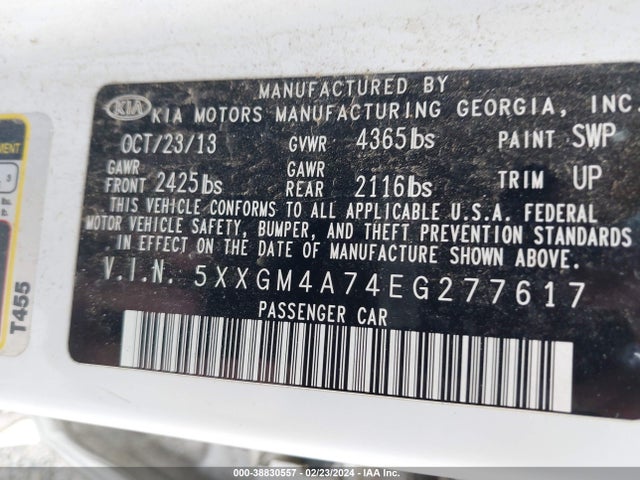 KIA Optima Lx 2014 5XXGM4A74EG277617 Image 9