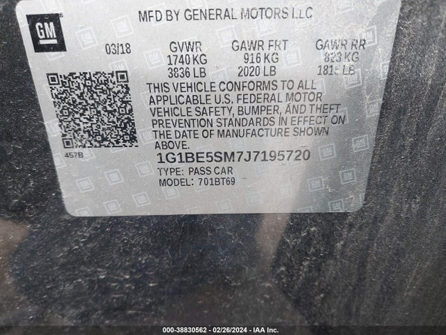 Chevrolet Cruze Lt Auto 2018 1G1BE5SM7J7195720 Image 9