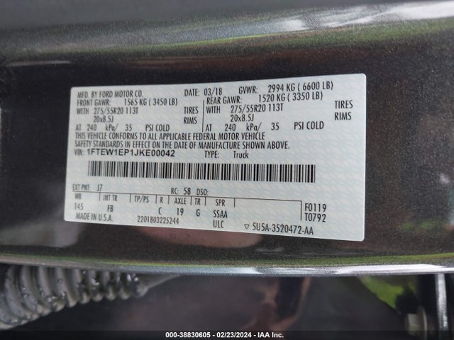 Ford F-150 Xlt 2018 1FTEW1EP1JKE00042 Image 9