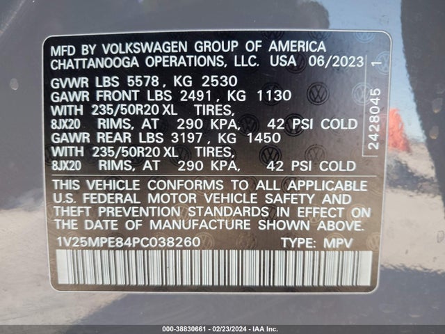 1V25MPE84PC038260 Volkswagen Id.4 S