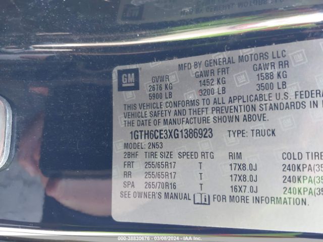 1GTH6CE3XG1386923 GMC CANYON SLE