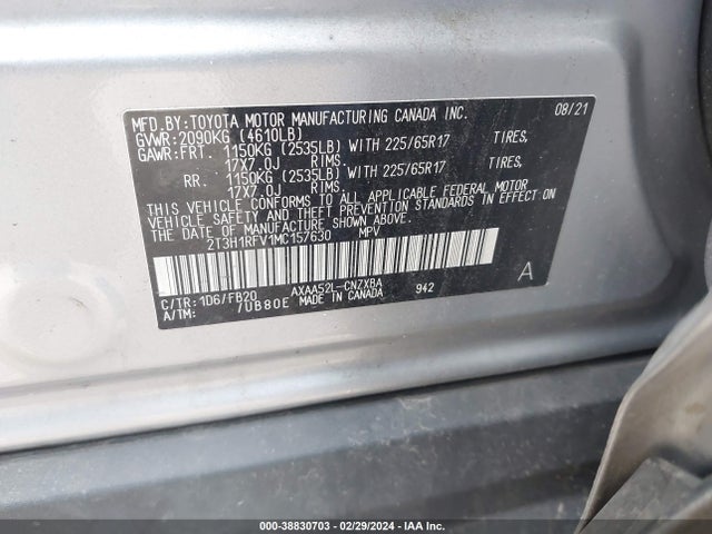 Toyota RAV4 LE 2021 2T3H1RFV1MC157630 Image 9