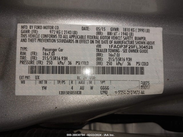 Ford FOCUS SE 2015 1FADP3F29FL304528 Image 9