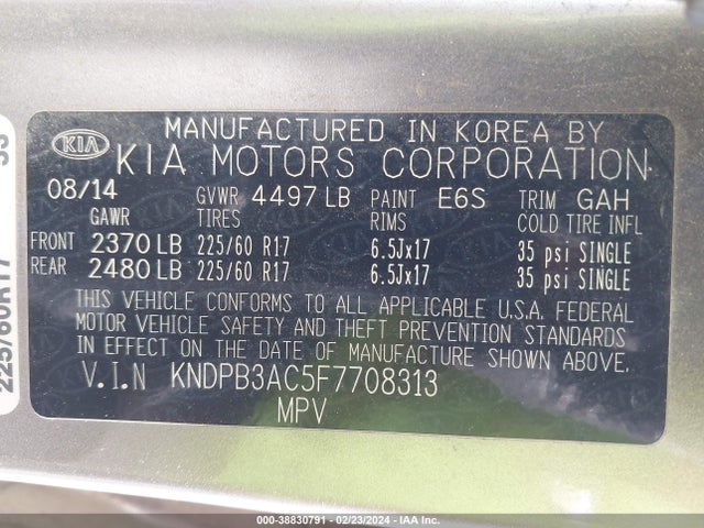 KIA Sportage Lx 2015 KNDPB3AC5F7708313 Image 9