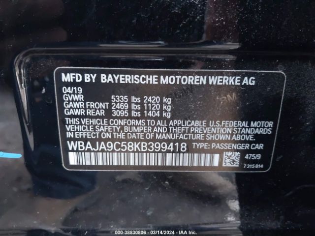 WBAJA9C58KB399418 BMW 530e Iperformance
