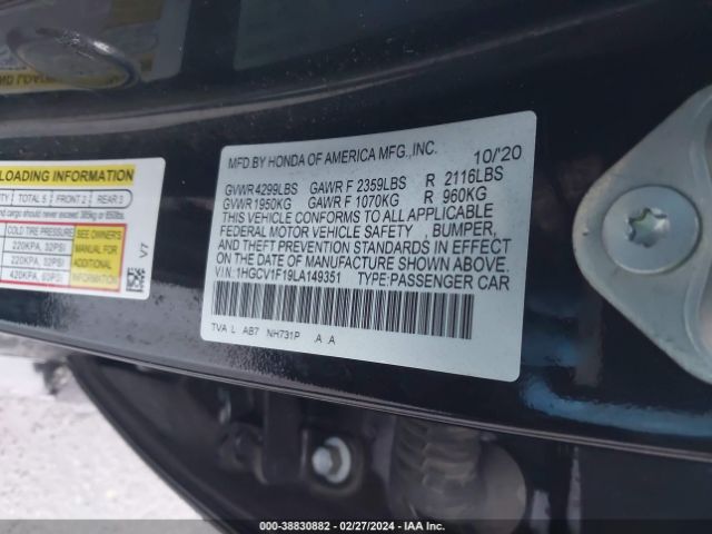 1HGCV1F19LA149351 Honda ACCORD LX