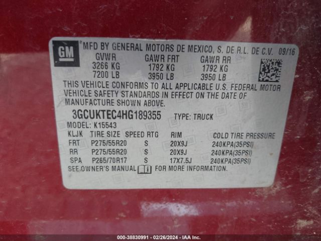 3GCUKTEC4HG189355 Chevrolet Silverado 1500 High Country