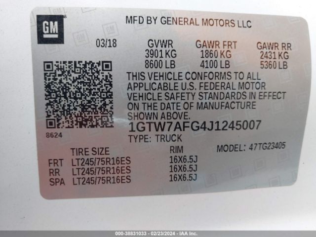 1GTW7AFG4J1245007 GMC Savana 2500 Work Van