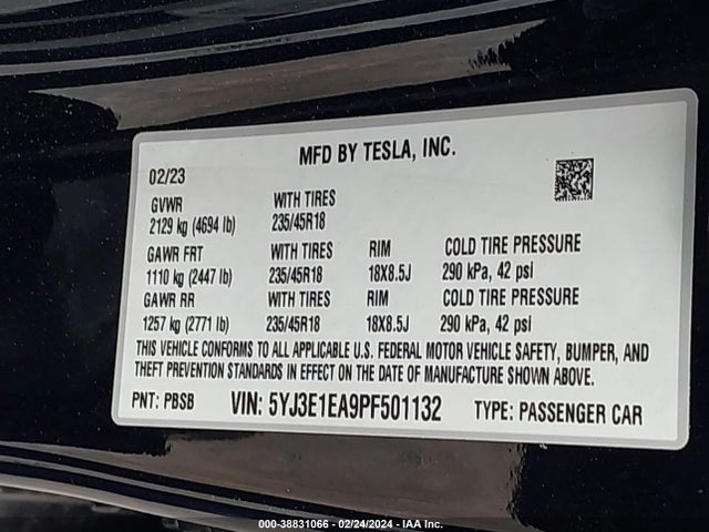 Tesla Model 3 Rear-wheel Drive 2023 5YJ3E1EA9PF501132 Image 9