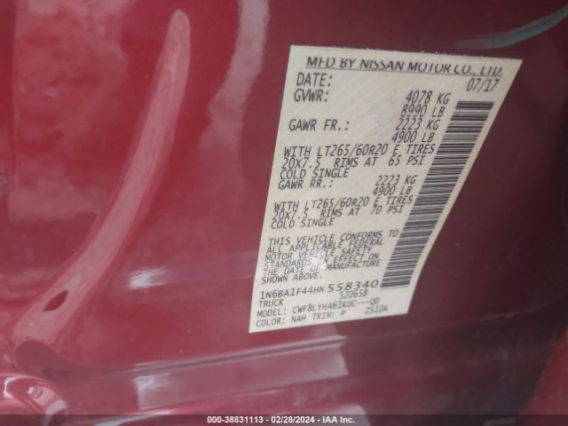 1N6BA1F44HN558340 Nissan Titan Xd Platinum Reserve Diesel