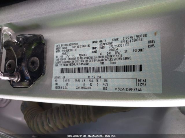 1FTEW1E50JKF35950 Ford F-150 Xl