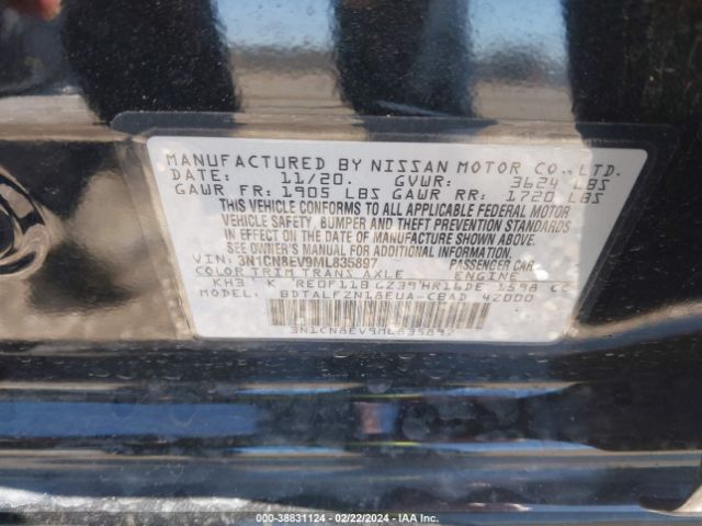 3N1CN8EV9ML835897 Nissan Versa Sv Xtronic Cvt