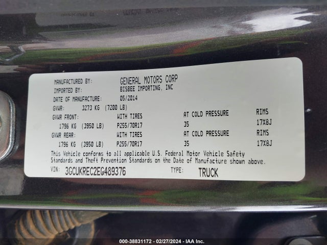 Chevrolet Silverado 1500 1lt/2lt 2014 3GCUKREC2EG489376 Image 9
