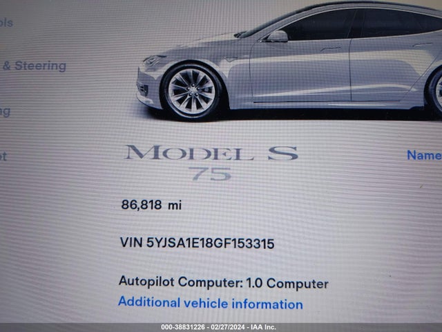 Tesla Model S 60/70/75/85 2016 5YJSA1E18GF153315 Image 16