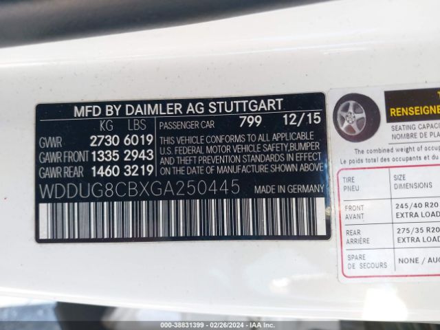 WDDUG8CBXGA250445 Mercedes-Benz S 550
