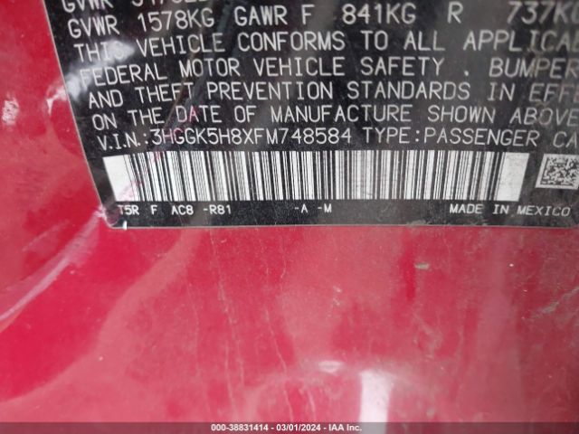 3HGGK5H8XFM748584 Honda Fit Ex/ex-l